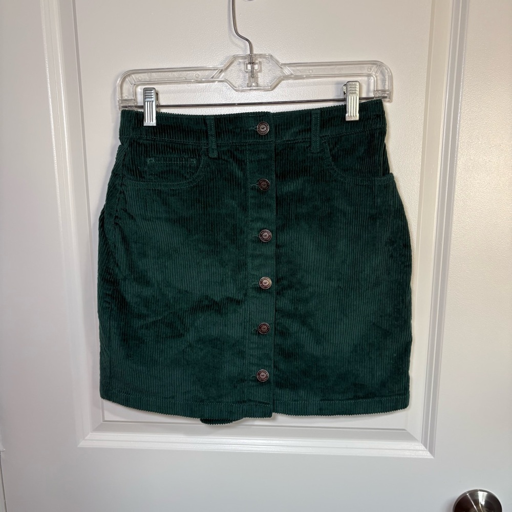 Hollister Dark Green Corduroy Mini Skirt